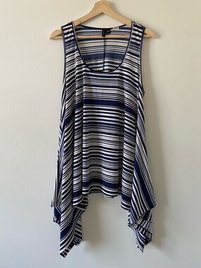 Sioni Striped Jersey Asymmetrical Tank Top
